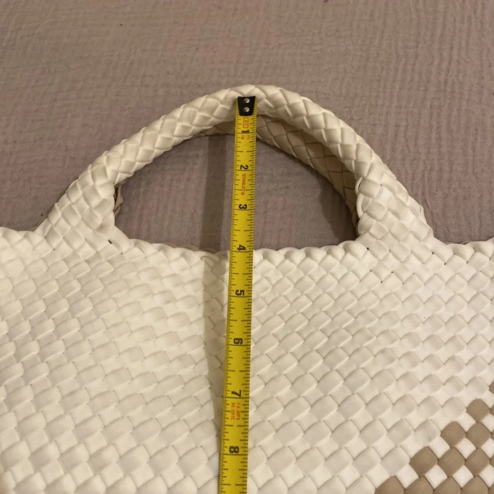 NAGHEDI Elegant Woven Tote Bag - Cream and Tan - Picture 3 of 13